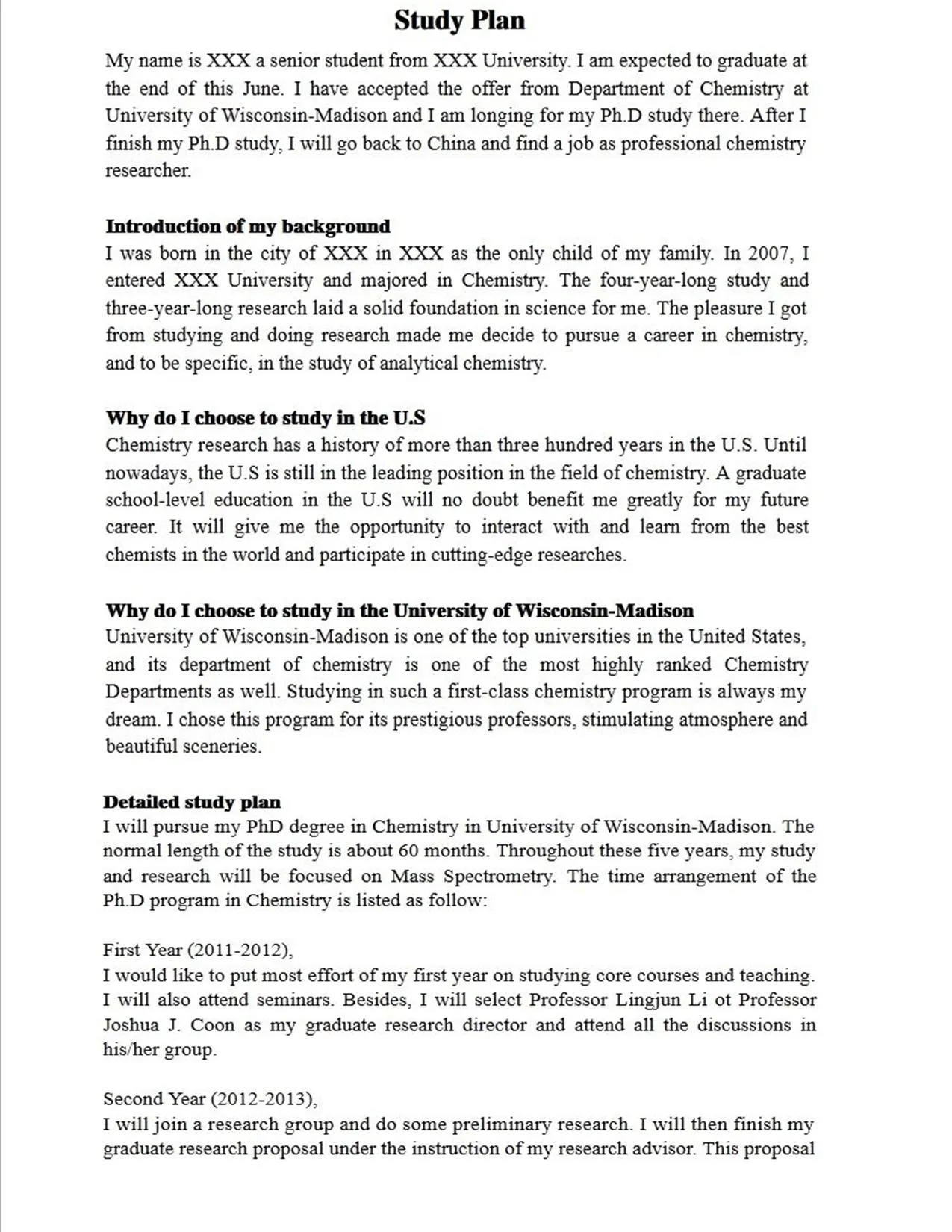 study plan